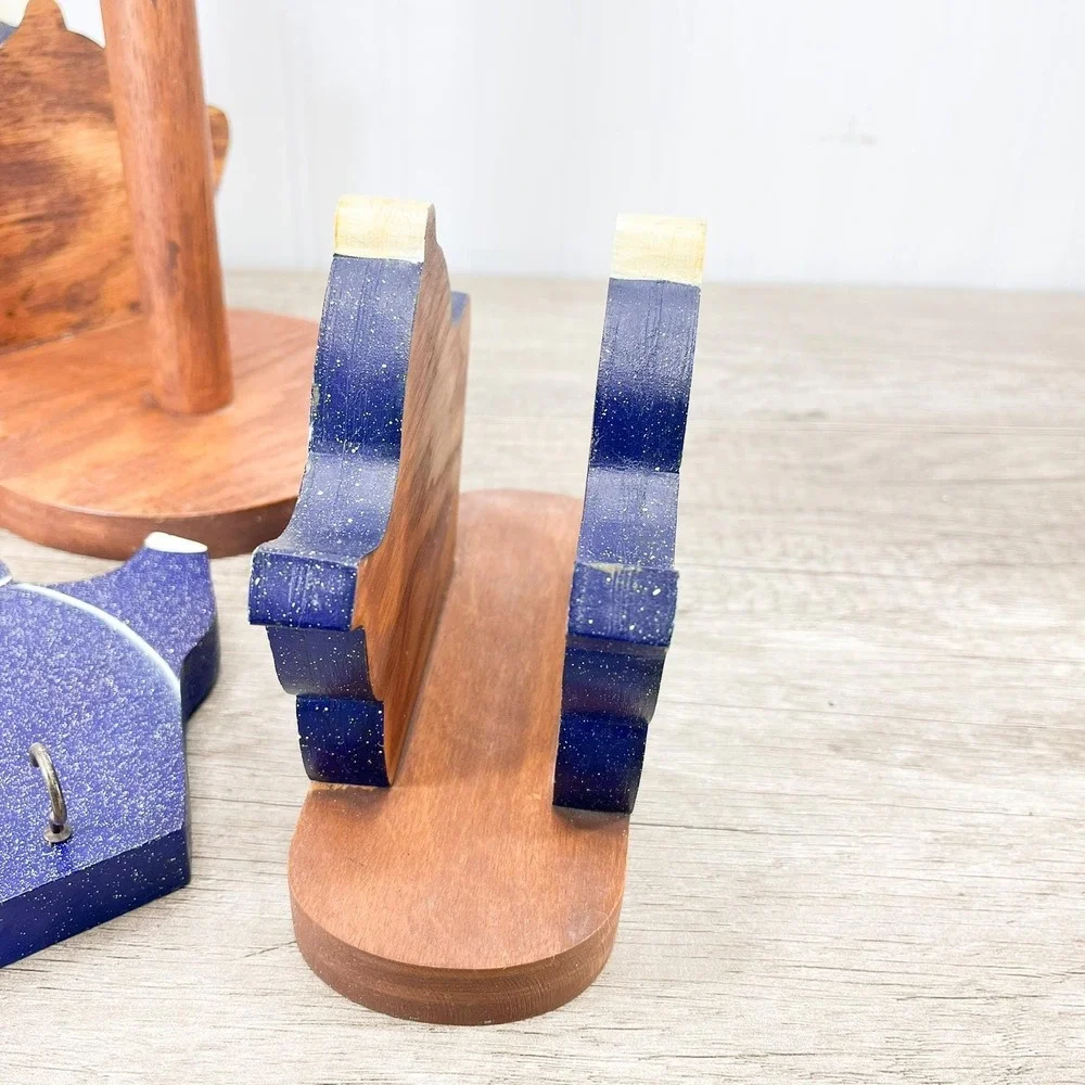 Blue Teapot Kitchen Decor Set:‎ Paper Towel & Napkin Holder, Oven Mitt Hook